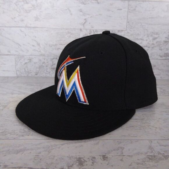 Florida Marlins New Era Hat 59Fifty Fitted Size 7  Miami Black Cap MLB Baseball - Picture 1 of 9